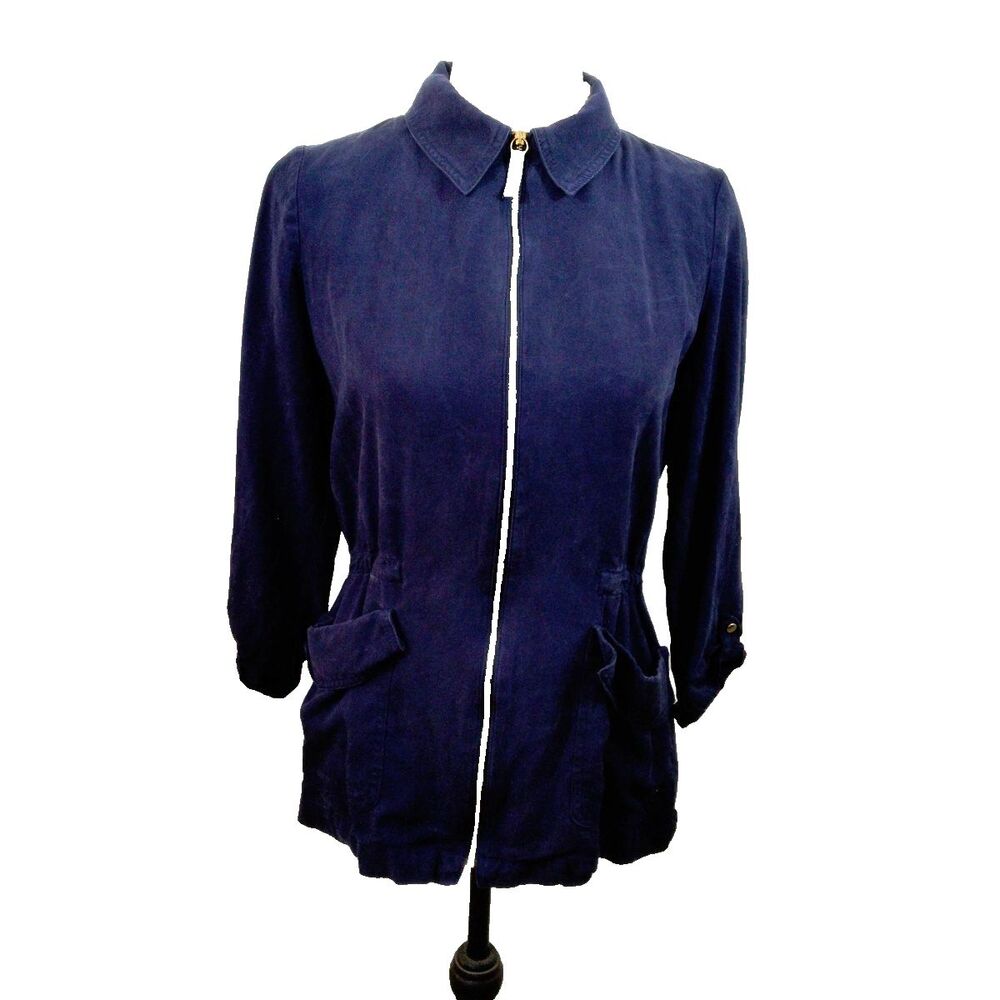 Zara Basic Navy Blue Jacket Pockets Full Zip